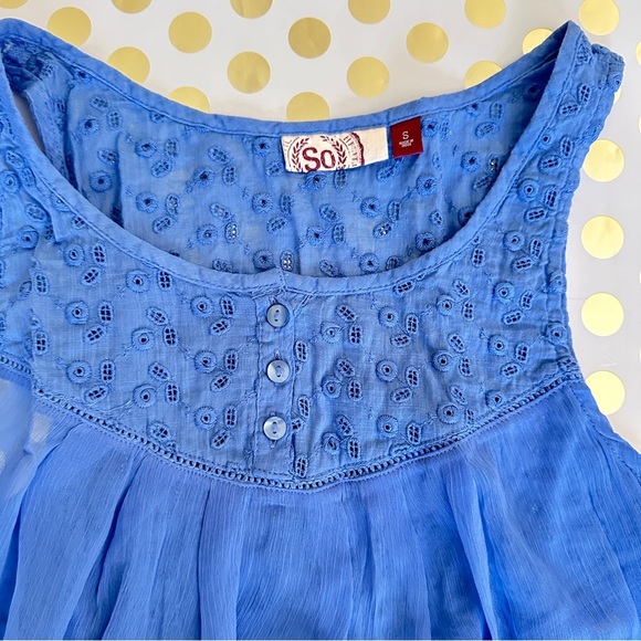 SO Vibrant Blue Embroidered Tank - Picture 2 of 3
